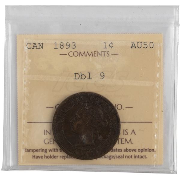 Canada 1893 1 Cent Double 9