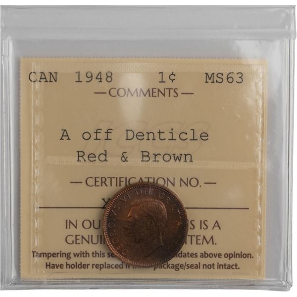 Canada 1948 1 Cent A off Denticle