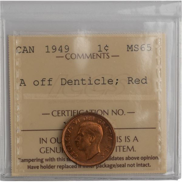 Canada 1949 1 Cent A off Denticle