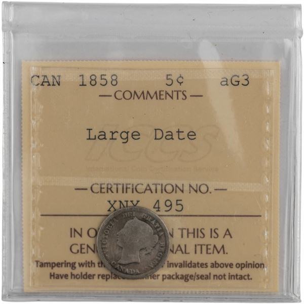 Canada 1858 5 Cent Large Date