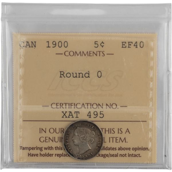 Canada 1900 Silver 5 Cent Round 0