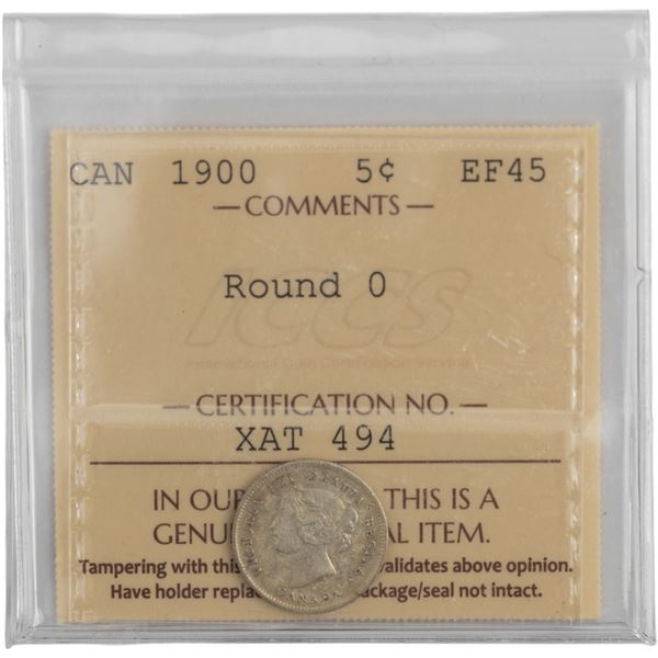 Canada 1900 Silver 5 Cent Round 0