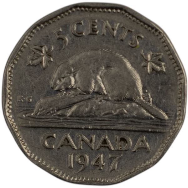 Canada 1947 5 Cents Dot