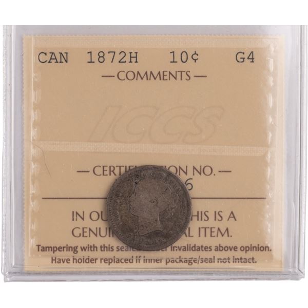Canada 1872H Silver 10 Cents