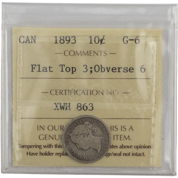 Canada 1893 10 Cent Flat Top 3, Obv. 6