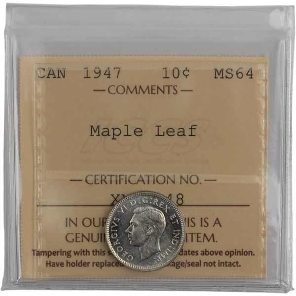 Canada 1947 10 Cent Maple Leaf