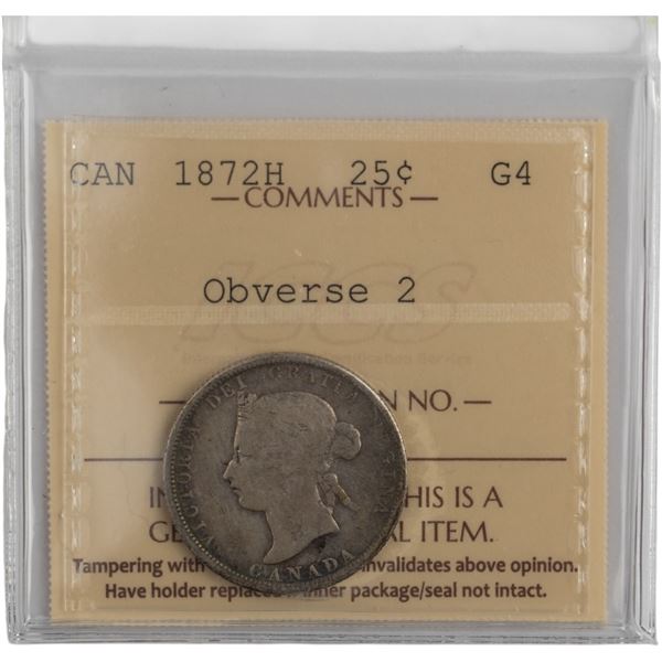 Canada 1872H 25 Cent Obverse 2