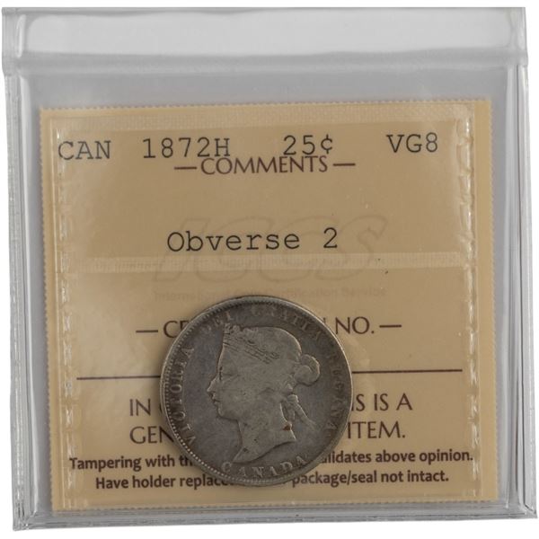Canada 1872H 25 Cent Obverse 2