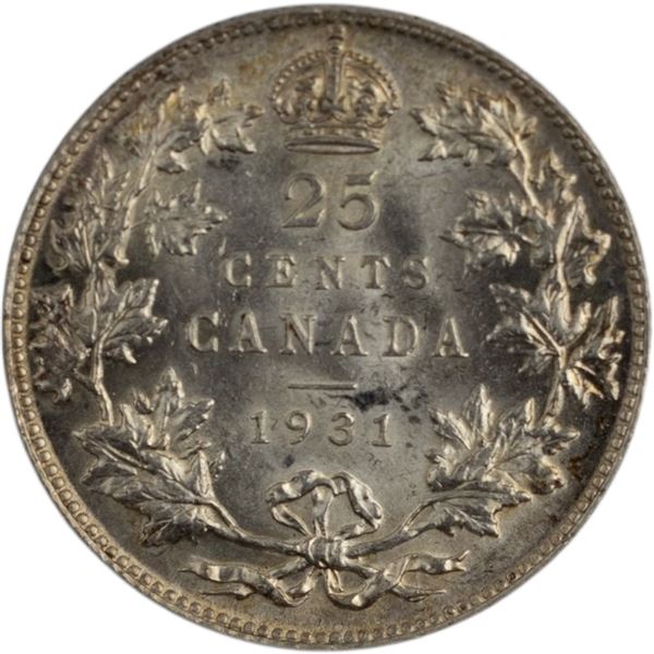 Canada 1931 Silver 25 Cents