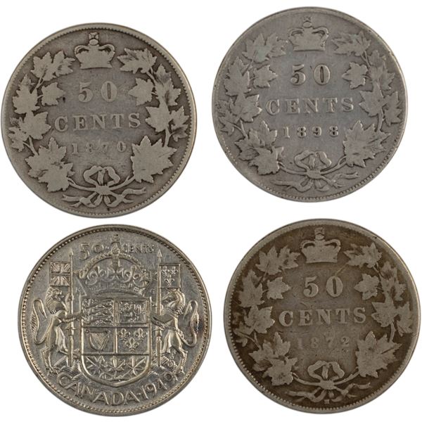 Canada 1870-1949 Silver 50 Cents (4 Pieces)