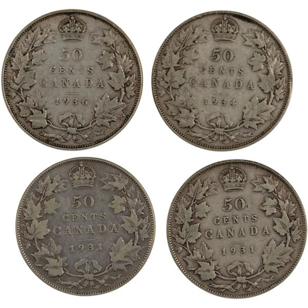Canada 1931-1936 50 Cents (4 Pieces)