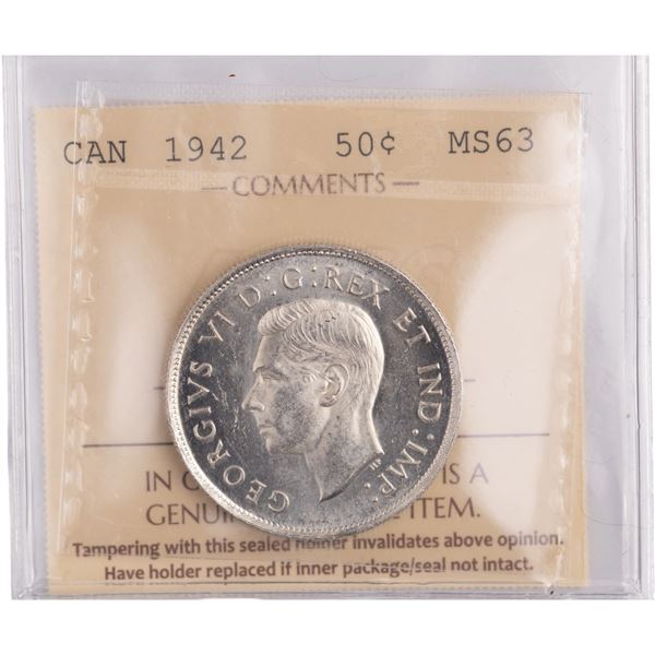 Canada 1942 Silver 50 Cents