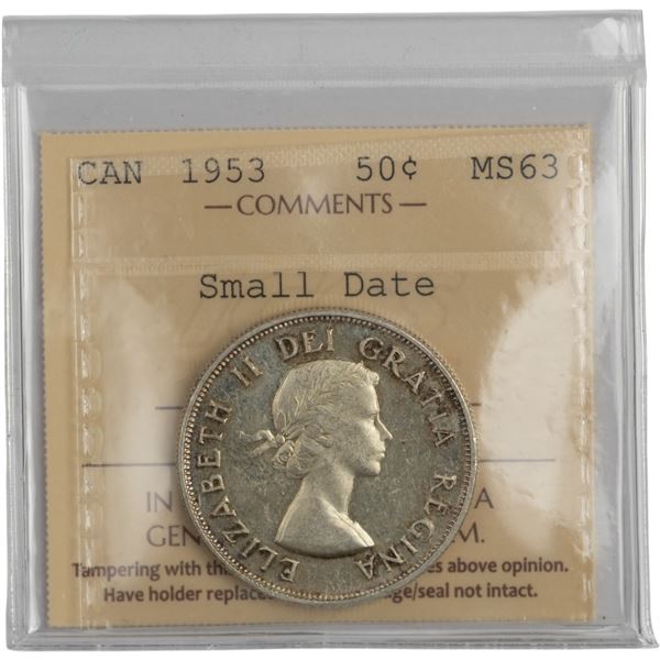 Canada 1953 50 Cent Small Date