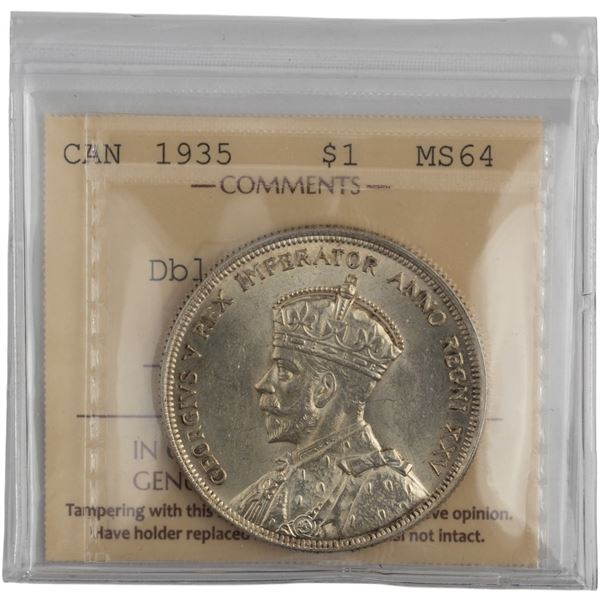 Canada 1935 Silver Dollar Double Voyageur