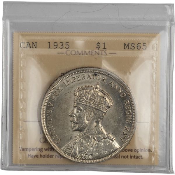 Canada 1935 Silver Dollar Double XXV