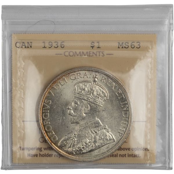 Canada 1936 Silver Dollar