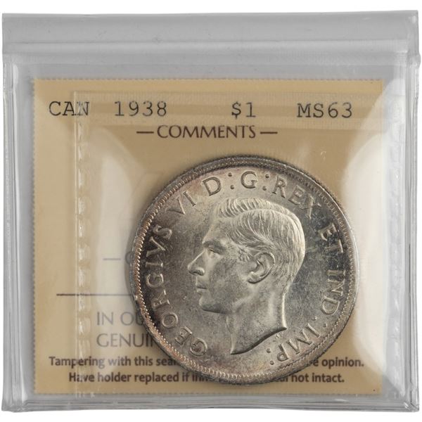 Canada 1938 Silver Dollar