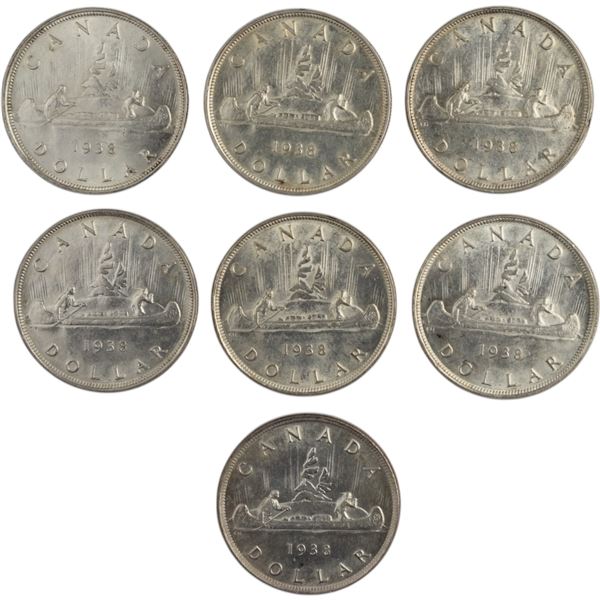 Canada 1938 Silver Dollars (7 Pieces)