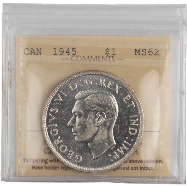 Canada 1945 Silver Dollar - Key Date