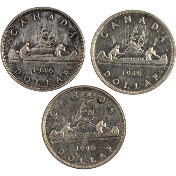 Canada 1946 Silver Dollars (3 Pieces)