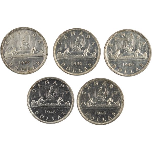 Canada 1946 Silver Dollars (5 Pieces)