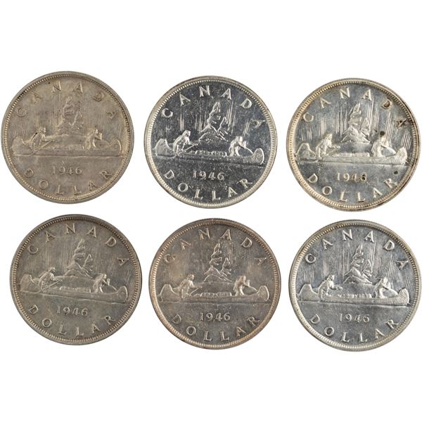 Canada 1946 Silver Dollars (6 Pieces)