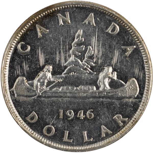 Canada 1946 SWL Short Water Line Silver Dollar