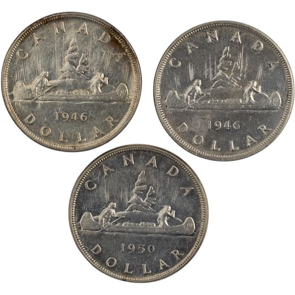Canada 1946-1950 Silver Dollars (3 Pieces)