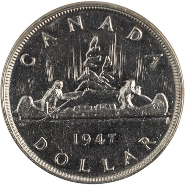 Canada 1947 BL Blunt 7 Silver Dollar