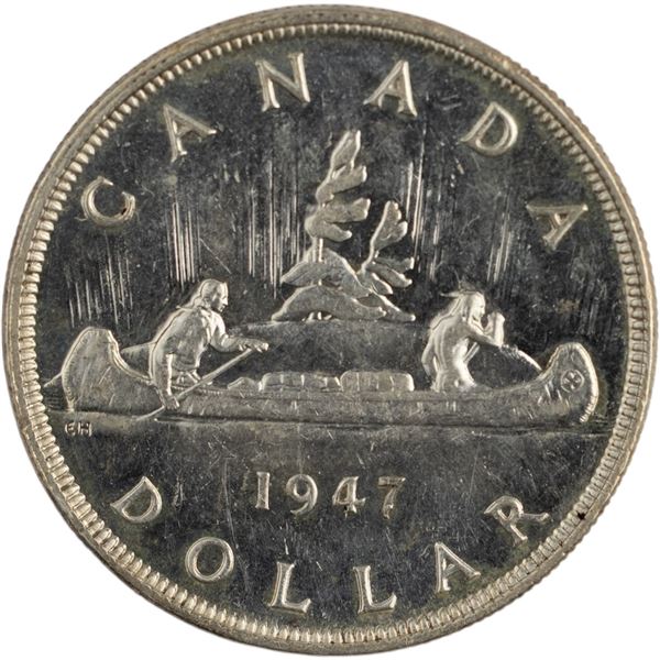 Canada 1947 PT7 Pointed 7 2XHP Silver Dollar