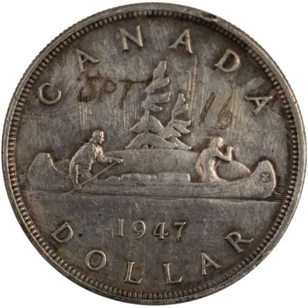Canada 1947 PT7 Pointed 7 4xHP Silver Dollar