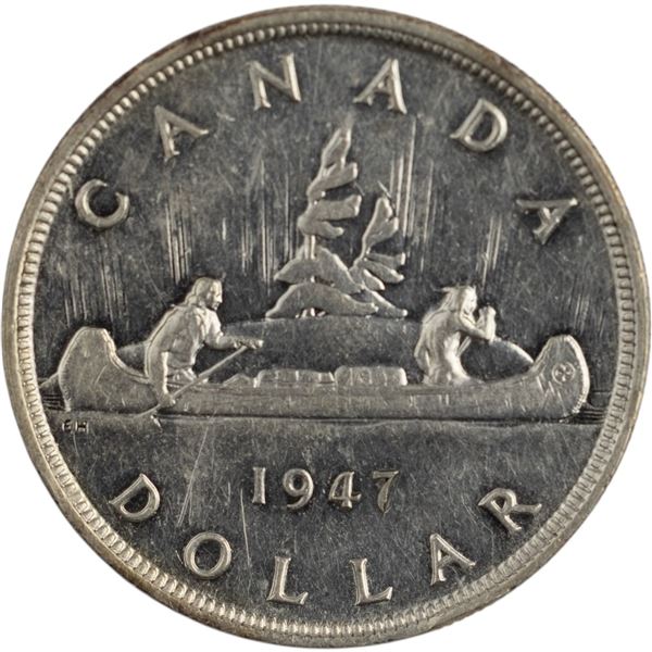 Canada 1947 PT7 Pointed 7 4xHP Silver Dollar