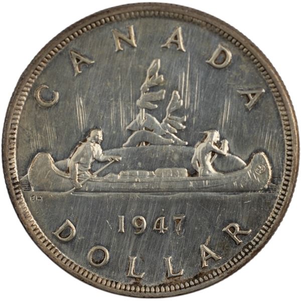 Canada 1947 PT7 Pointed 7 4xHP Silver Dollar