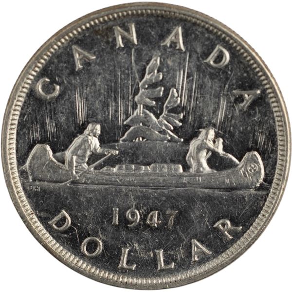 Canada 1947 PT7 Pointed 7 4xHP Silver Dollar