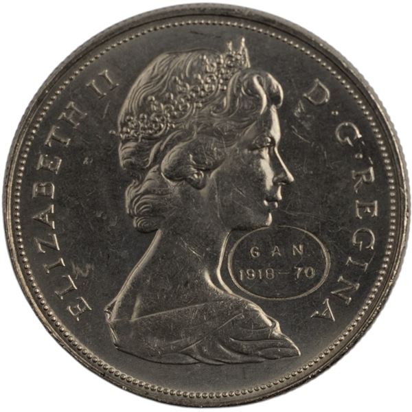 Canada 1970 Nickel Dollar with Nasser Counterstamp