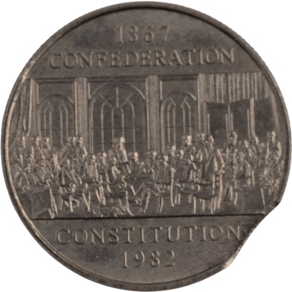 Canada 1982 Constitution Dollar Clipped Planchet Error