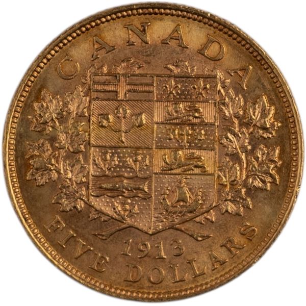 Canada 1913 $5 Gold