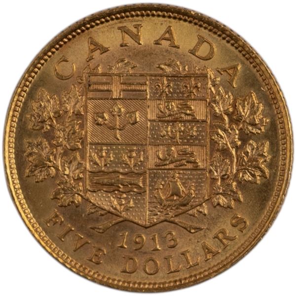 Canada 1913 $5 Gold