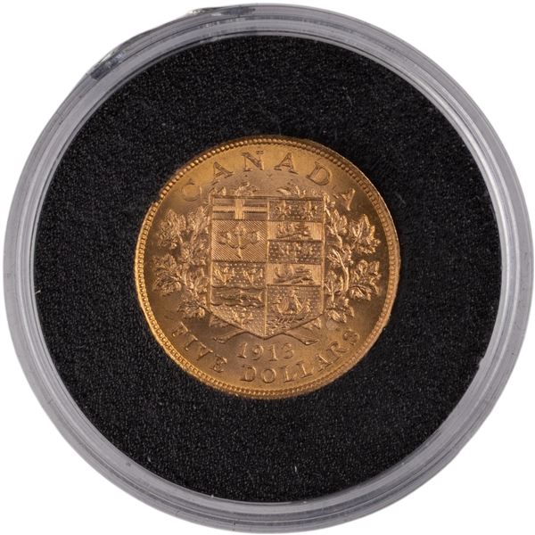 Canada 1913 $5 Gold Bank of Canada Hoard