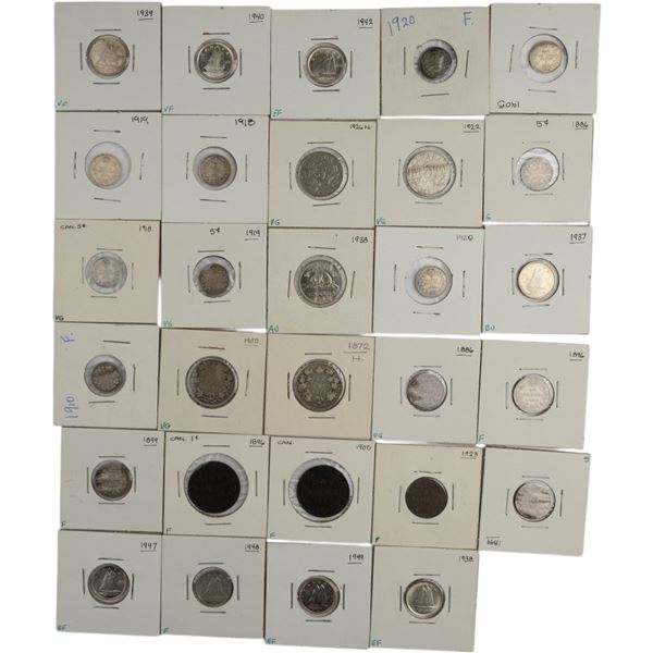 Canada 1 Cent to 10 Cent Bulk Lot (29 Pieces) Includes Silver