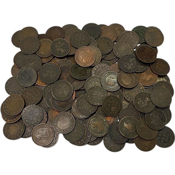 Canada 1859 - 1901 Queen Victoria Large Cent Lot (148 Pieces)