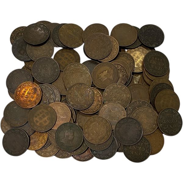 Canada 1902-1910 Edward VII Large Cent Lot (100 Pieces)