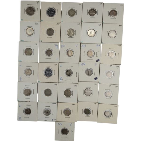 Canada 5 Cent to 10 Cent Bulk Lot (31 Pieces) Includes Silver