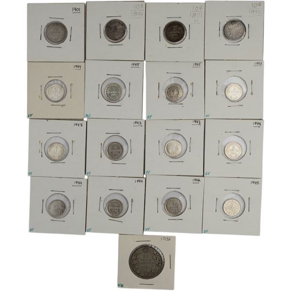 Canada 5 Cent to 50 Cent Bulk Lot (17 Pieces) Includes Silver and Newfoundland