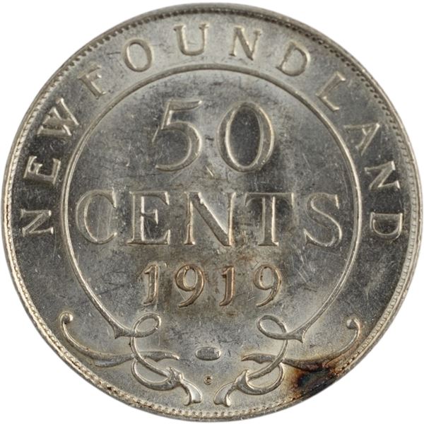 Canada Newfoundland 1919 Silver 50 Cents