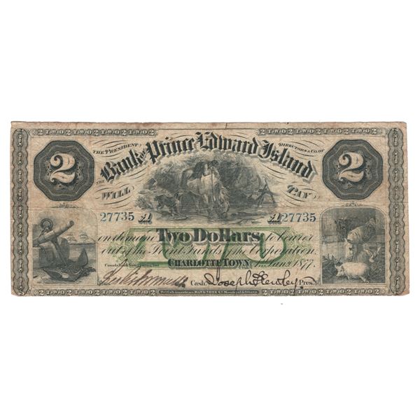 Canada 1877 $2 Bank of Prince Edward Island Banknote