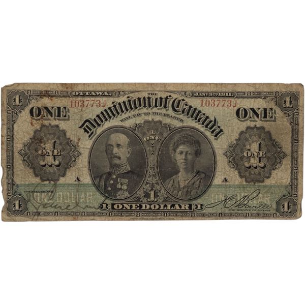 Dominion of Canada 1911 $1 Banknote DC-18c