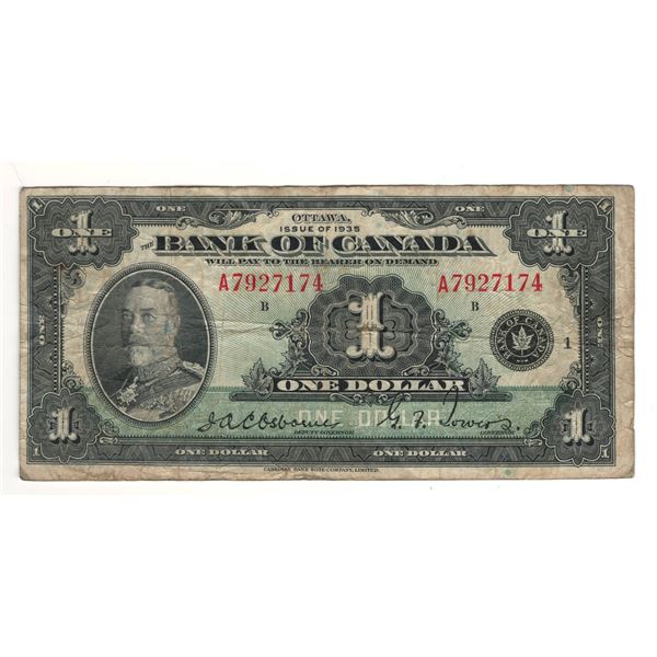 Bank of Canada 1935 $1 Banknote English BC-1a
