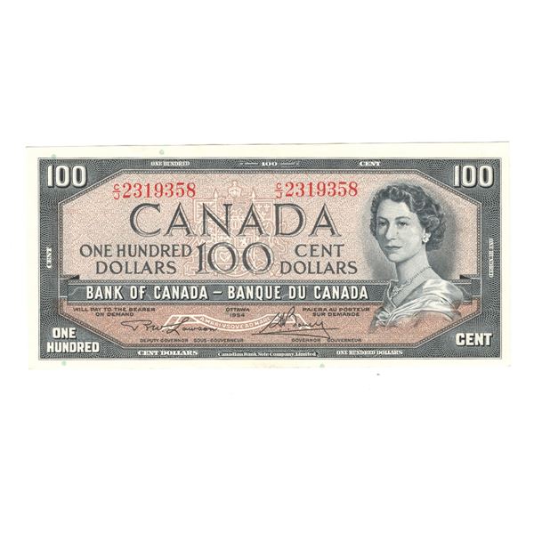Bank of Canada 1954 $100 Banknote A/J BC-43c