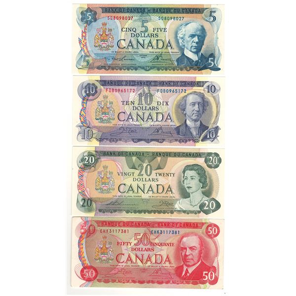 Bank of Canada Multicoloured $5 - $50 Bundle Collection Lot $85 Face Value (4 Pieces)